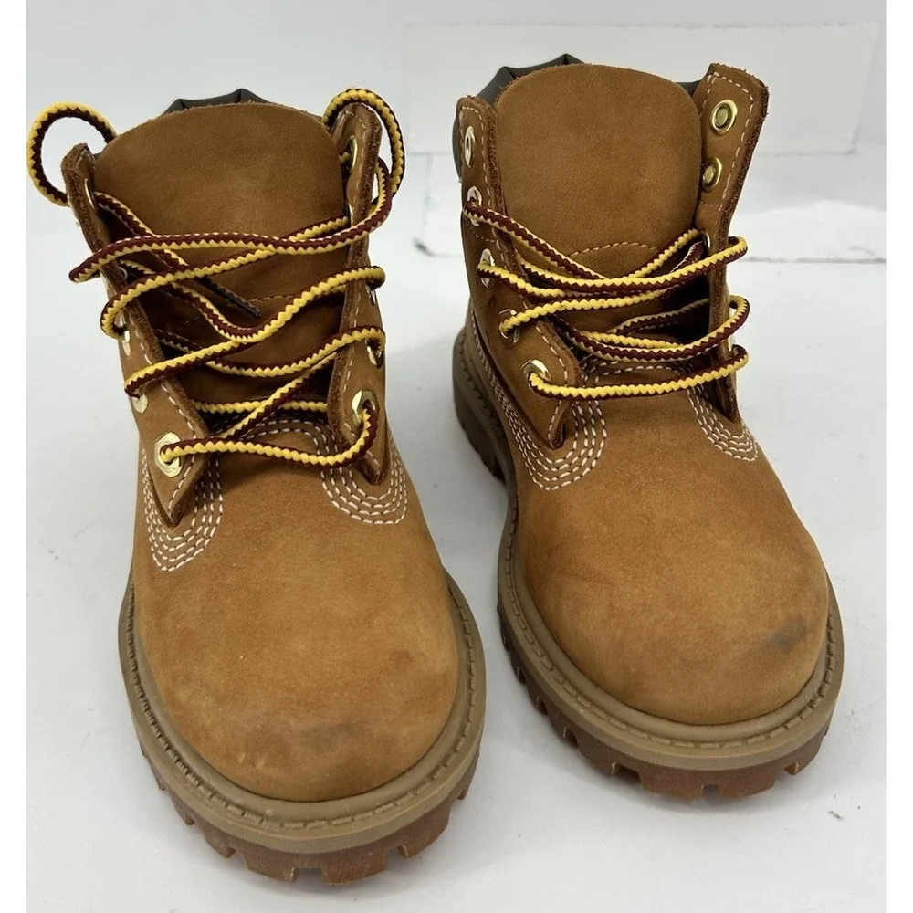 Timberland 12809 Tan Leather Combat Boots Kids Size 7M